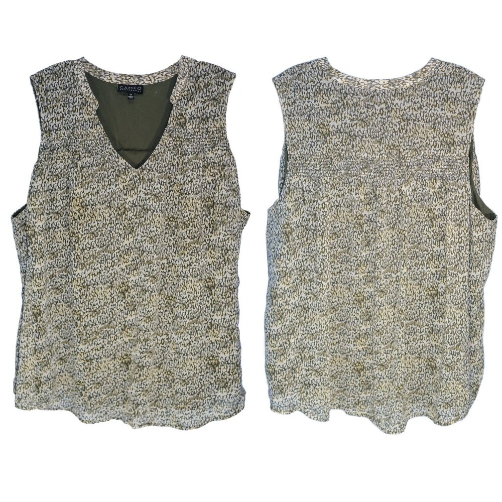 Cameo Appearance Abstract Green Dot Tank Blouse - Size 2X